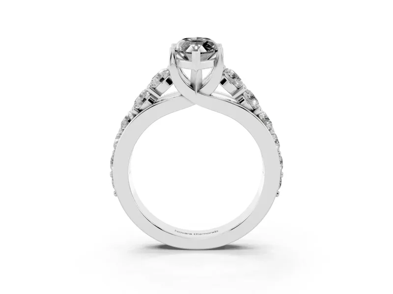 Marquise Graduated Engagement Ring Setting for a Black Center | Platinum
