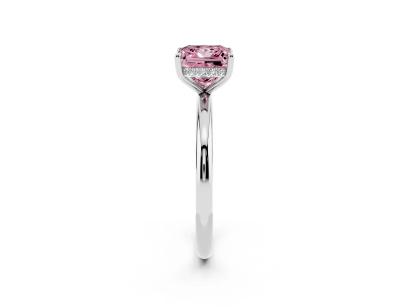 Princess Cut Hidden Halo Ring Setting for a Fancy Pink Lab-Grown Diamond | Platinum