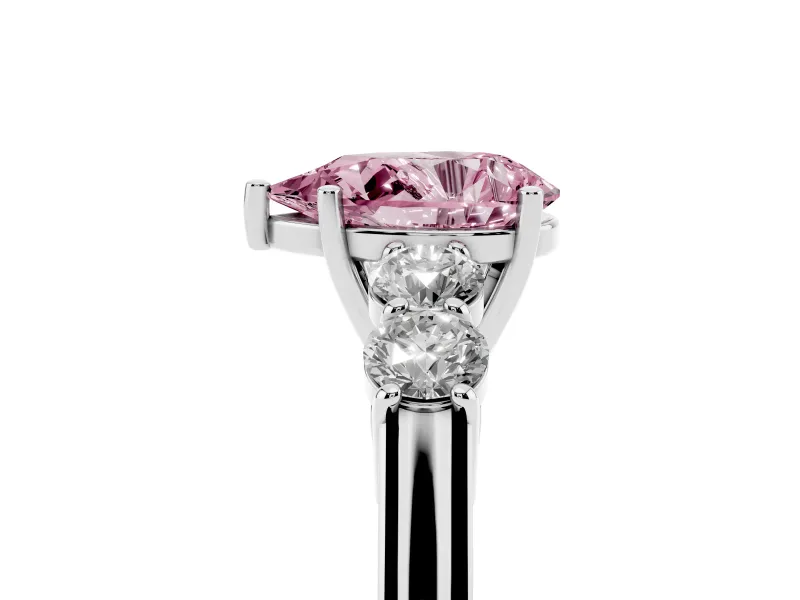 Pear-Shaped 5 Stone Engagement Ring Setting for a Fancy Pink Lab-Grown Diamond | Sterling Silver