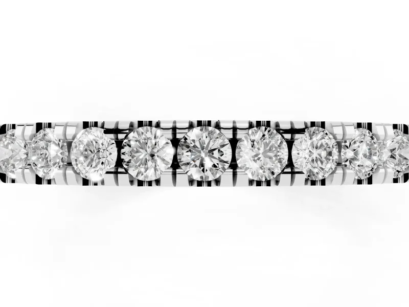 Round Diamond Pavé Eternity Band Set in Silver with Delicate Prongs