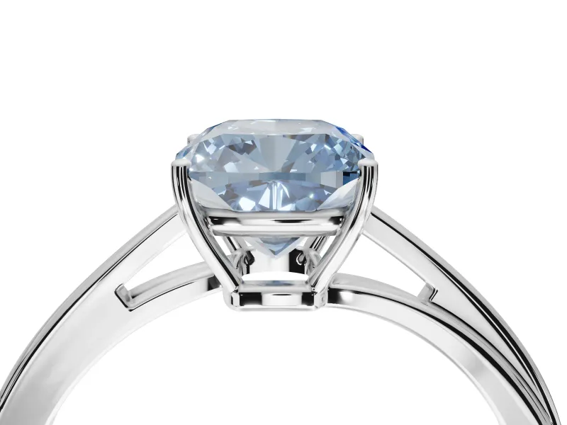 Cushion Cut Bypass Solitaire Engagement Ring Setting for a Fancy Blue Lab-Grown Diamond | Sterling Silver