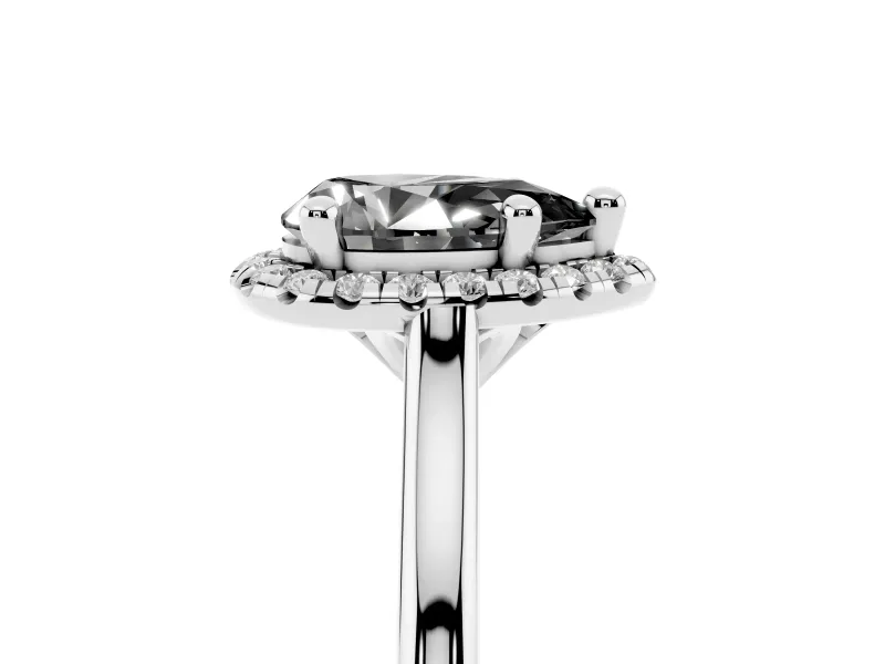 Pear-Shaped Halo Engagement Ring Setting for a Black Center | Plain Polished Band | White Gold