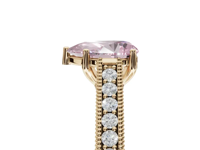 Pear-Shaped Vintage Engagement Ring Setting for a Fancy Pink Lab-Grown Diamond | Yellow Gold - Design NV-24644