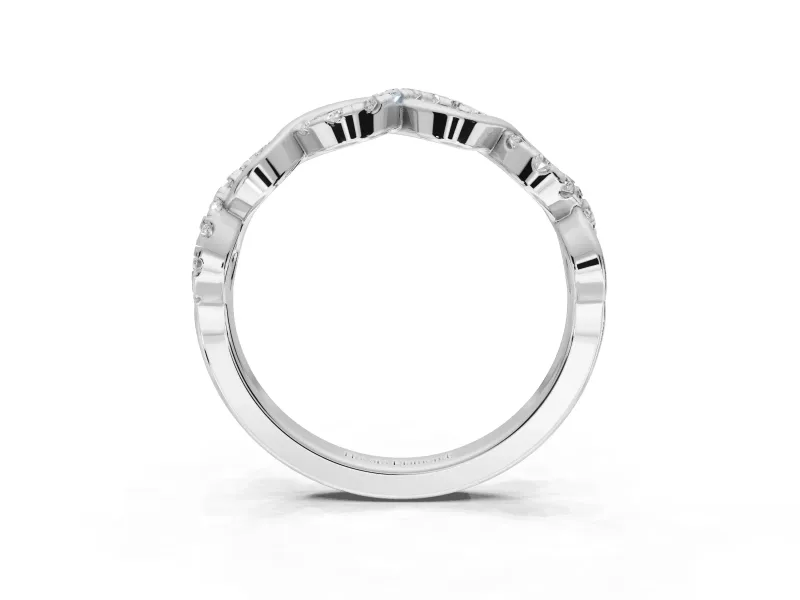 Round Lab-Grown Diamond Infinity Twist Wedding Band | Pavé and Polished | White Gold