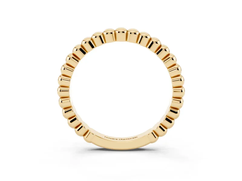 Round Diamond Beaded Eternity Band Set in Yellow gold with Bezel Setting