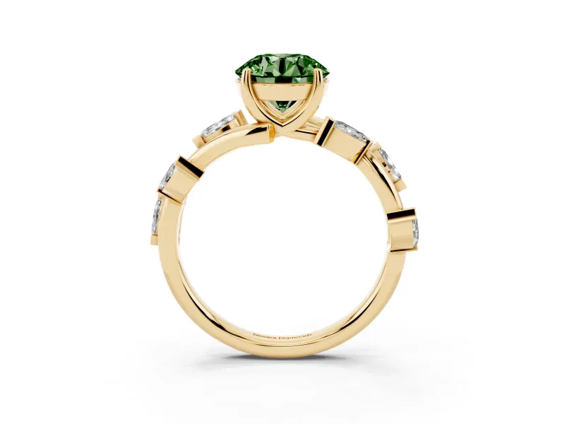 Round Twisted Vine Engagement Ring Setting for a Fancy Green Lab-Grown Diamond | Yellow Gold
