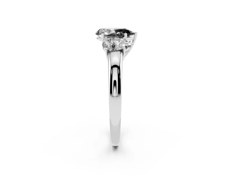 Pear-Shaped Three Stone Engagement Ring Setting for a Black Center | Matching Side Stones | Platinum