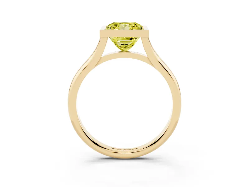 Princess Cut Bezel Engagement Ring Setting for a Fancy Yellow Lab-Grown Diamond | Yellow Gold
