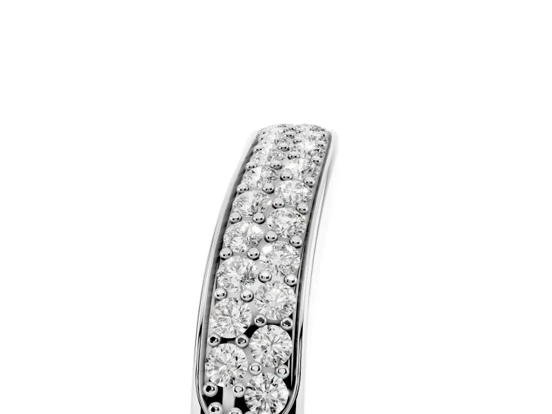 Round Diamond Pavé Contour Band Set in Silver