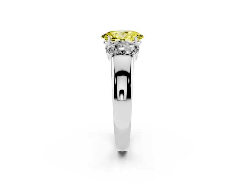 Oval 3 Stone Engagement Ring Setting for a Fancy Yellow Lab-Grown Diamond | Sterling Silver