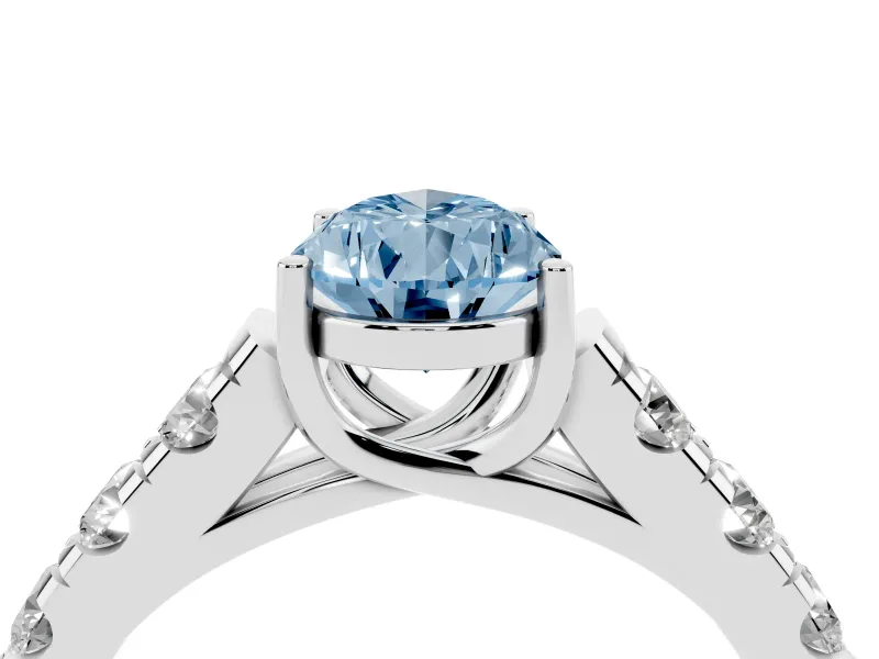Pear-Shaped Engagement Ring Setting for a Fancy Blue Lab-Grown Diamond | Platinum - Design NV-24643