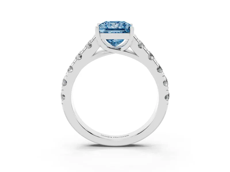 Princess Cut Engagement Ring Setting for a Fancy Blue Lab-Grown Diamond | White Gold - Design NV-24643