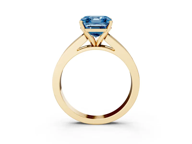 Asscher Cut Channel Engagement Ring Setting for a Fancy Blue Lab-Grown Diamond | Yellow Gold