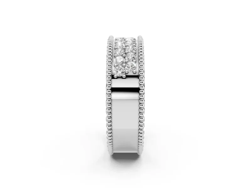 Round Diamond Pavé Eternity Band Set in Silver with Bead Prong Setting