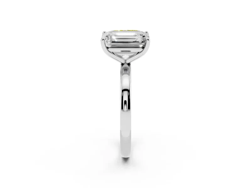 Fancy Yellow Radiant Cut and Emerald Cut Toi Moi Ring Set in White gold with Prong Setting