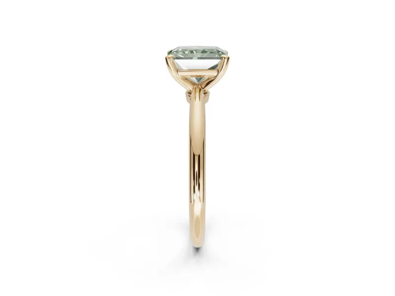 Radiant Cut Solitaire Engagement Ring Setting for a Fancy Green Lab-Grown Diamond | Tapered Plain Band | Yellow Gold
