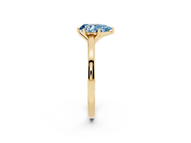 Pear-Shaped Plain Engagement Ring Setting for a Fancy Blue Lab-Grown Diamond | Yellow Gold