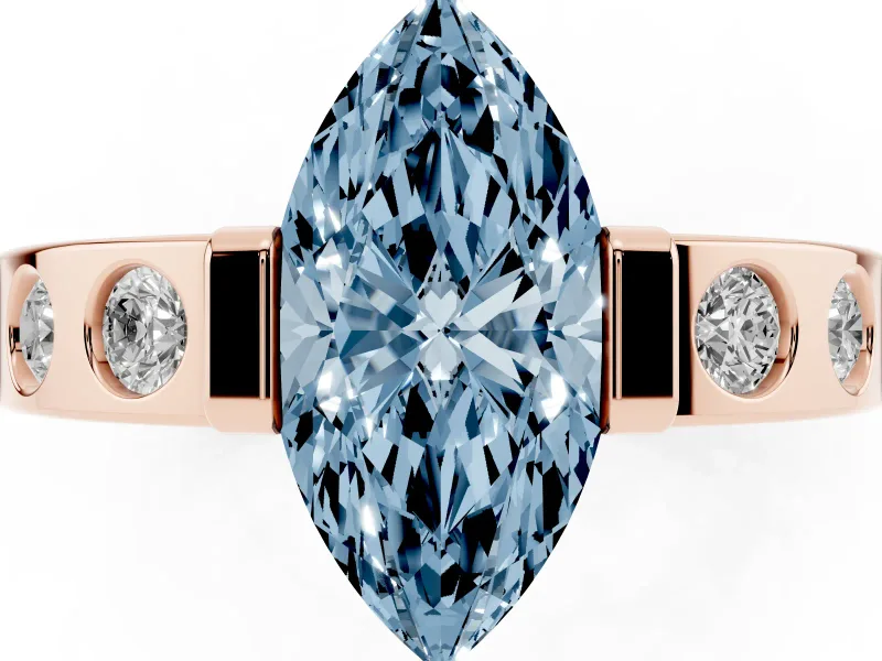 Marquise Tension Style Engagement Ring Setting for a Fancy Blue Lab-Grown Diamond | Rose Gold