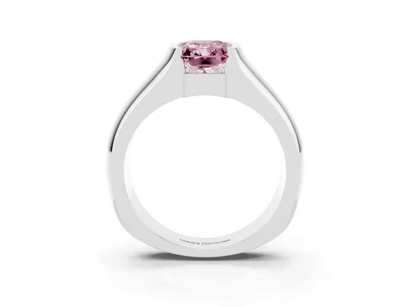 Radiant Cut Half Bezel Solitaire Engagement Ring Setting for a Fancy Pink Lab-Grown Diamond | Wide Band | Platinum