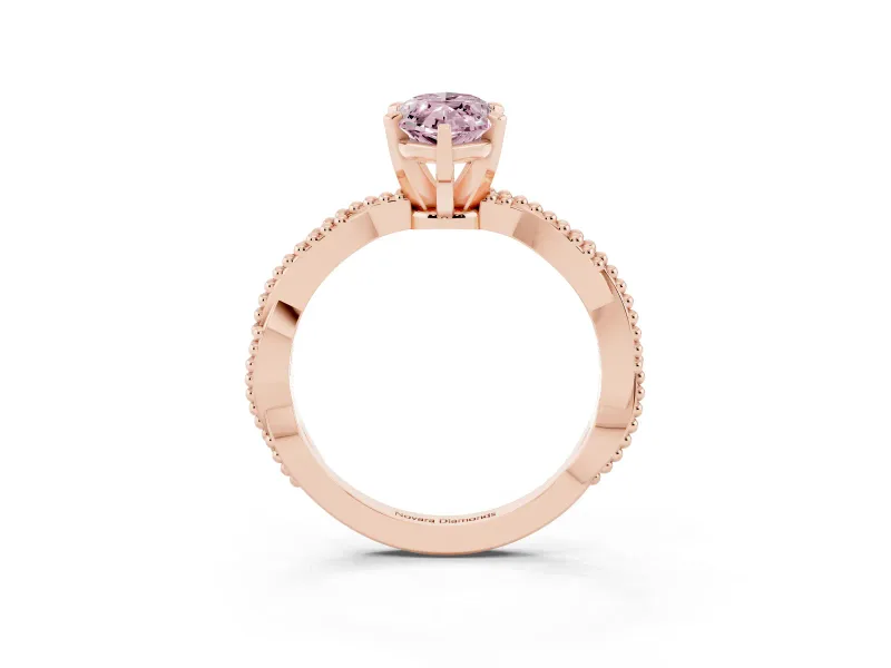 Marquise Twisted Solitaire Engagement Ring Setting for a Fancy Pink Lab-Grown Diamond | Rose Gold