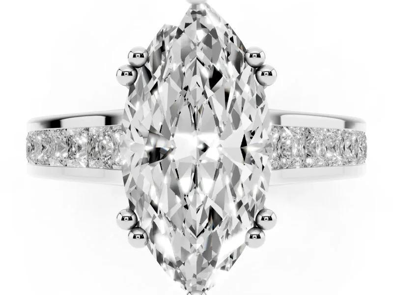 Marquise Cathedral Channel Set Engagement Ring Setting | Double Claw Prongs | Platinum
