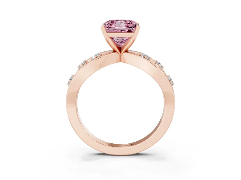 Princess Cut Loop Engagement Ring Setting for a Fancy Pink Lab-Grown Diamond | Rose Gold