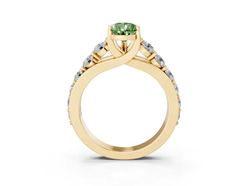 Pear-Shaped Engagement Ring Setting for a Fancy Green Lab-Grown Diamond | Yellow Gold - Design NV-24645