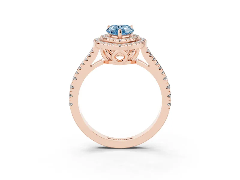 Pear-Shaped Halo Engagement Ring Setting for a Fancy Blue Lab-Grown Diamond | Rose Gold - Design NV-24799