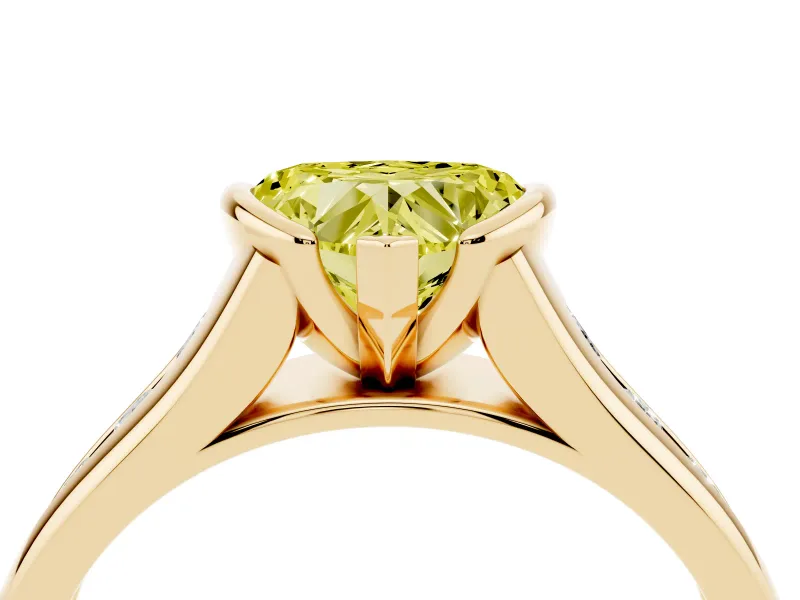 Heart-Shaped Half Bezel Engagement Ring Setting for a Fancy Yellow Lab-Grown Diamond | Yellow Gold