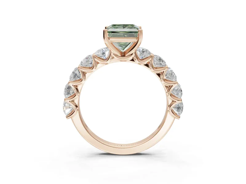 Princess Cut Engagement Ring Setting for a Fancy Green Lab-Grown Diamond | Rose Gold - Design NV-24455