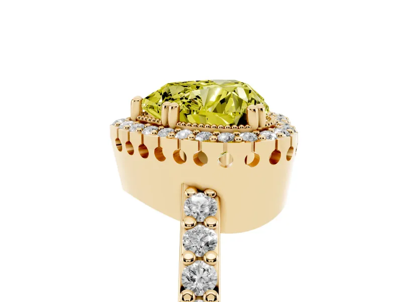 Heart-Shaped Halo Engagement Ring Setting for a Fancy Yellow Lab-Grown Diamond | Yellow Gold - Design NV-24528