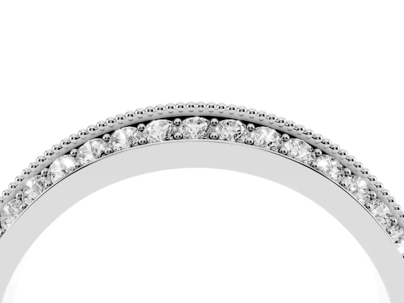Round Diamond Double Row Pavé Band Set in Platinum with Shared Prong Setting