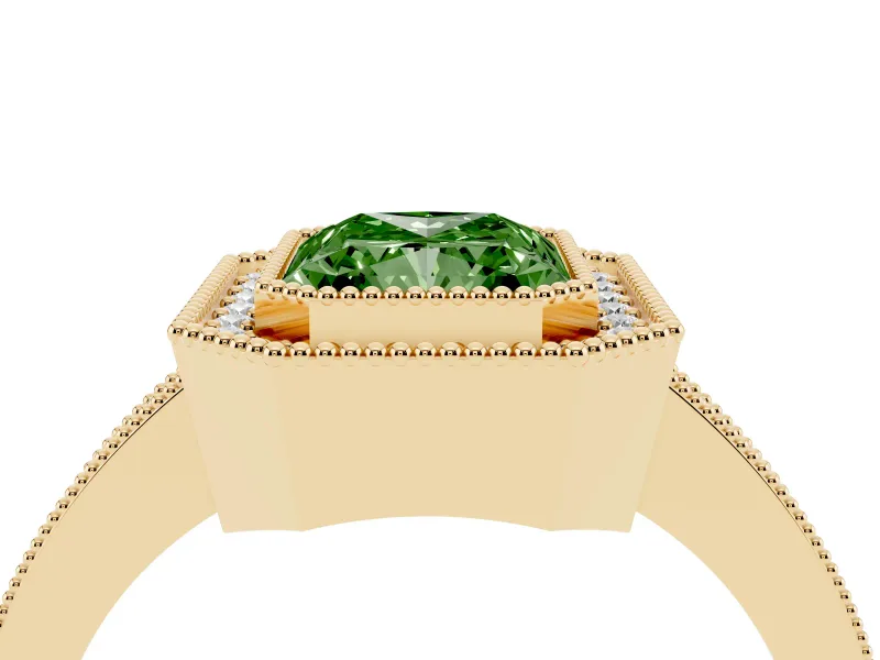 Radiant Cut Halo Engagement Ring Setting for a Fancy Green Lab-Grown Diamond | Yellow Gold - Design NV-24886
