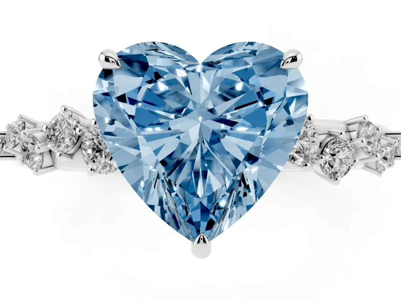 Heart-Shaped Graduated Solitaire Engagement Ring Setting for a Fancy Blue Lab-Grown Diamond | Platinum