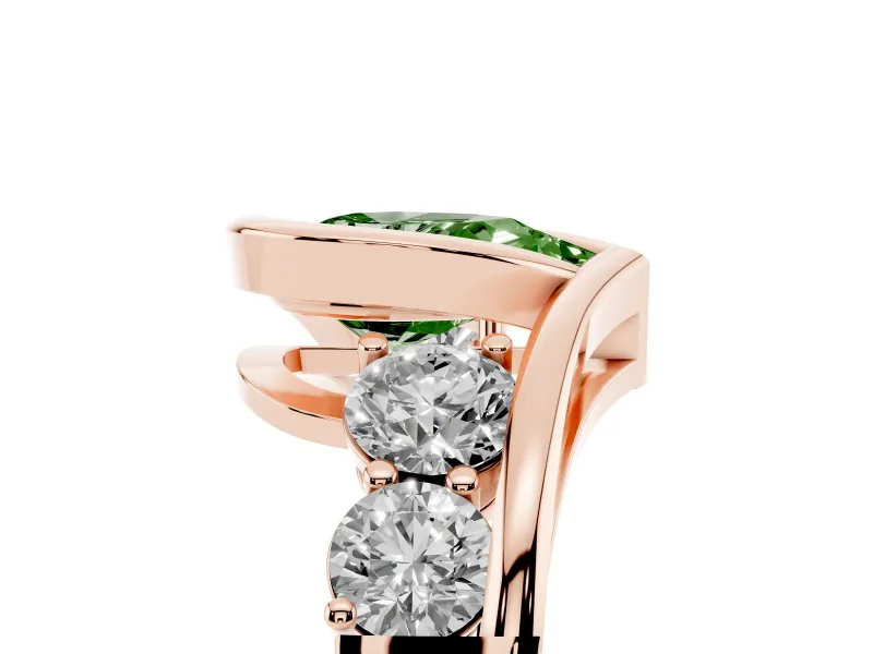Pear-Shaped Bezel Bypass Engagement Ring Setting for a Fancy Green Lab-Grown Diamond | Rose Gold
