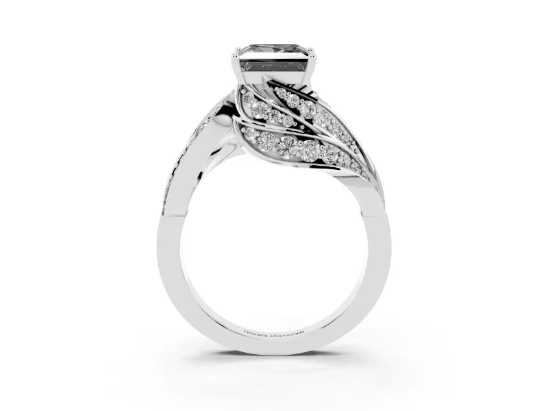Princess Cut Bypass Pavé Engagement Ring Setting for a Black Center | Graduated Pavé | Platinum