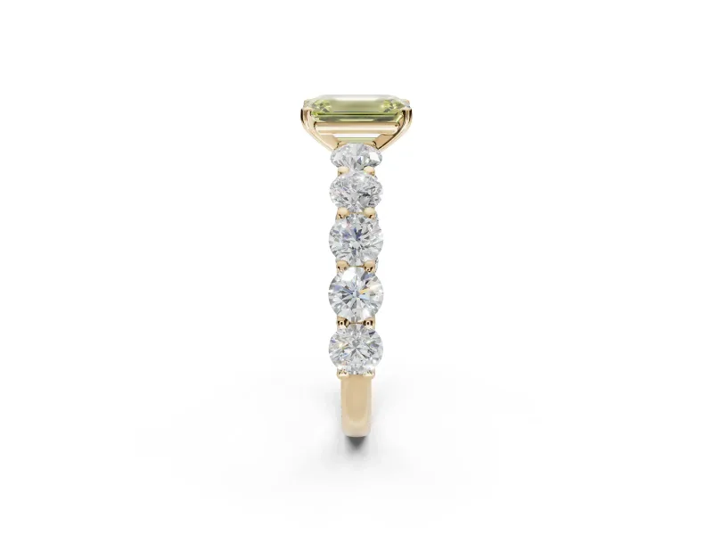 Emerald Cut Engagement Ring Setting for a Fancy Yellow Lab-Grown Diamond | Yellow Gold - Design NV-24455