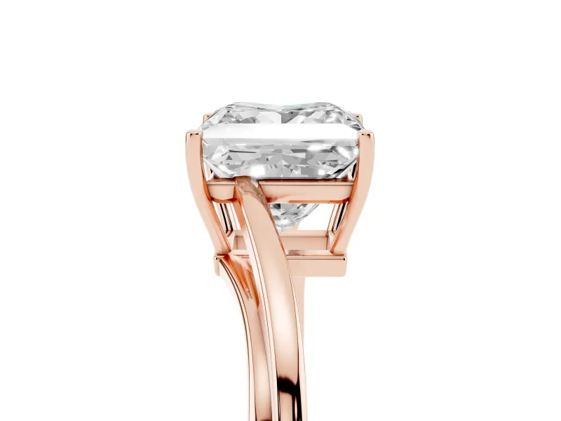 Princess Cut Diamond Solitaire Twist Band Ring Set in Rose gold with Prong Setting