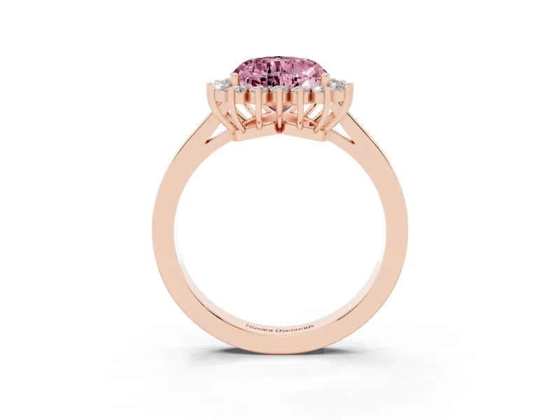 Heart-Shaped Scalloped Halo Engagement Ring Setting for a Fancy Pink Lab-Grown Diamond | Rose Gold