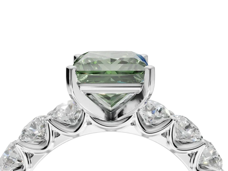 Princess Cut Engagement Ring Setting for a Fancy Green Lab-Grown Diamond | Sterling Silver - Design NV-24455