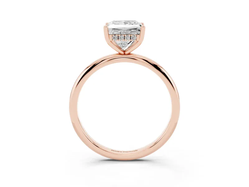 Princess Cut Diamond Solitaire Engagement Ring Set in Rose gold with Prong Setting and Polished Band