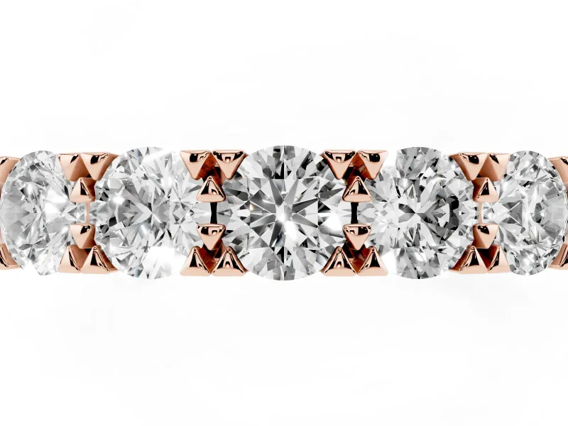 Round Lab-Grown Diamond Five-Stone Men's Wedding Band | Shared Prongs | Rose Gold