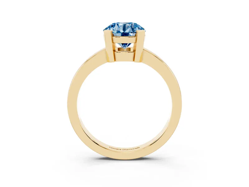 Round Tab Prong Solitaire Engagement Ring Setting for a Fancy Blue Lab-Grown Diamond | Yellow Gold