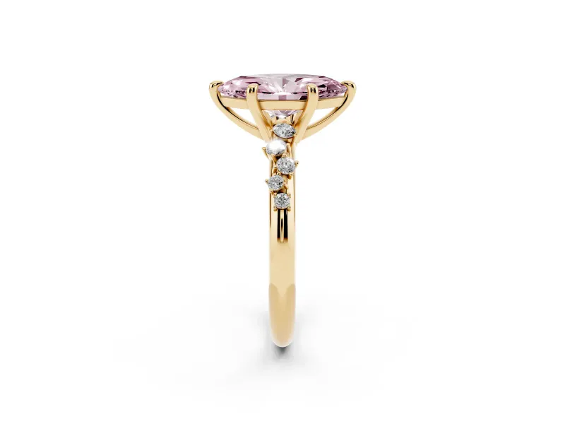 Marquise Graduated Accent Engagement Ring Setting for a Fancy Pink Lab-Grown Diamond | Yellow Gold