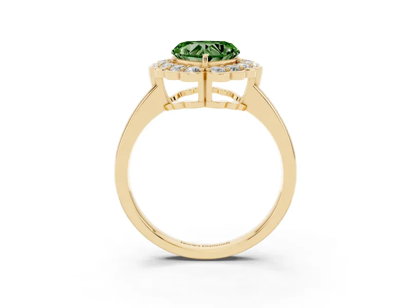 Heart-Shaped Halo Engagement Ring Setting for a Fancy Green Lab-Grown Diamond | Yellow Gold - Design NV-24719