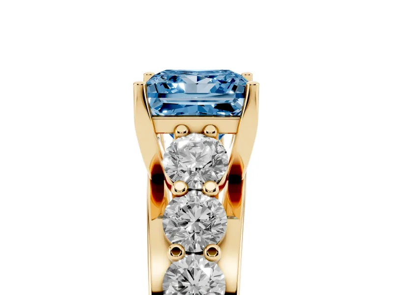 Princess Cut Engagement Ring Setting for a Fancy Blue Lab-Grown Diamond | Yellow Gold - Design NV-24645