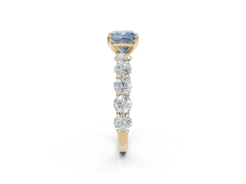 Cushion Cut Engagement Ring Setting for a Fancy Blue Lab-Grown Diamond | Yellow Gold - Design NV-24455