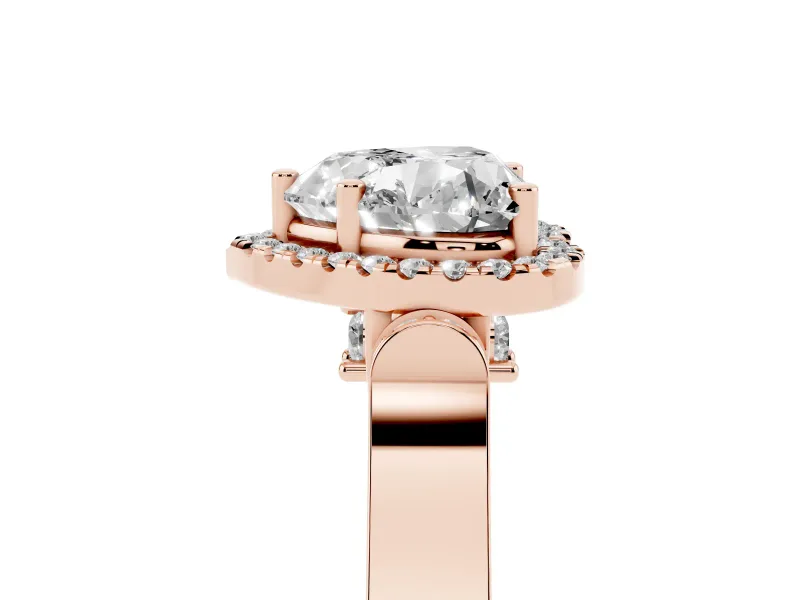 Heart-Shaped Halo Engagement Ring Setting | Pointed Pave Shoulders | Rose Gold