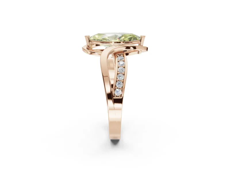 Marquise Bypass Solitaire Engagement Ring Setting for a Fancy Yellow Lab-Grown Diamond | Pavé Strands | Rose Gold