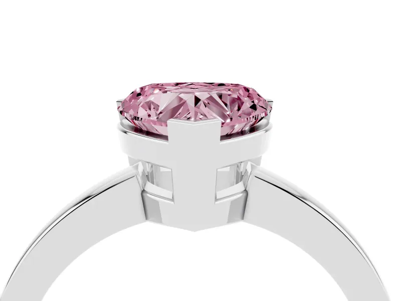 Heart-Shaped Solitaire Engagement Ring Setting for a Fancy Pink Lab-Grown Diamond | Flat Tab Prongs | Platinum